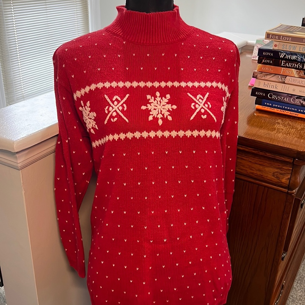 Liz Claiborne red snowflake Sweater